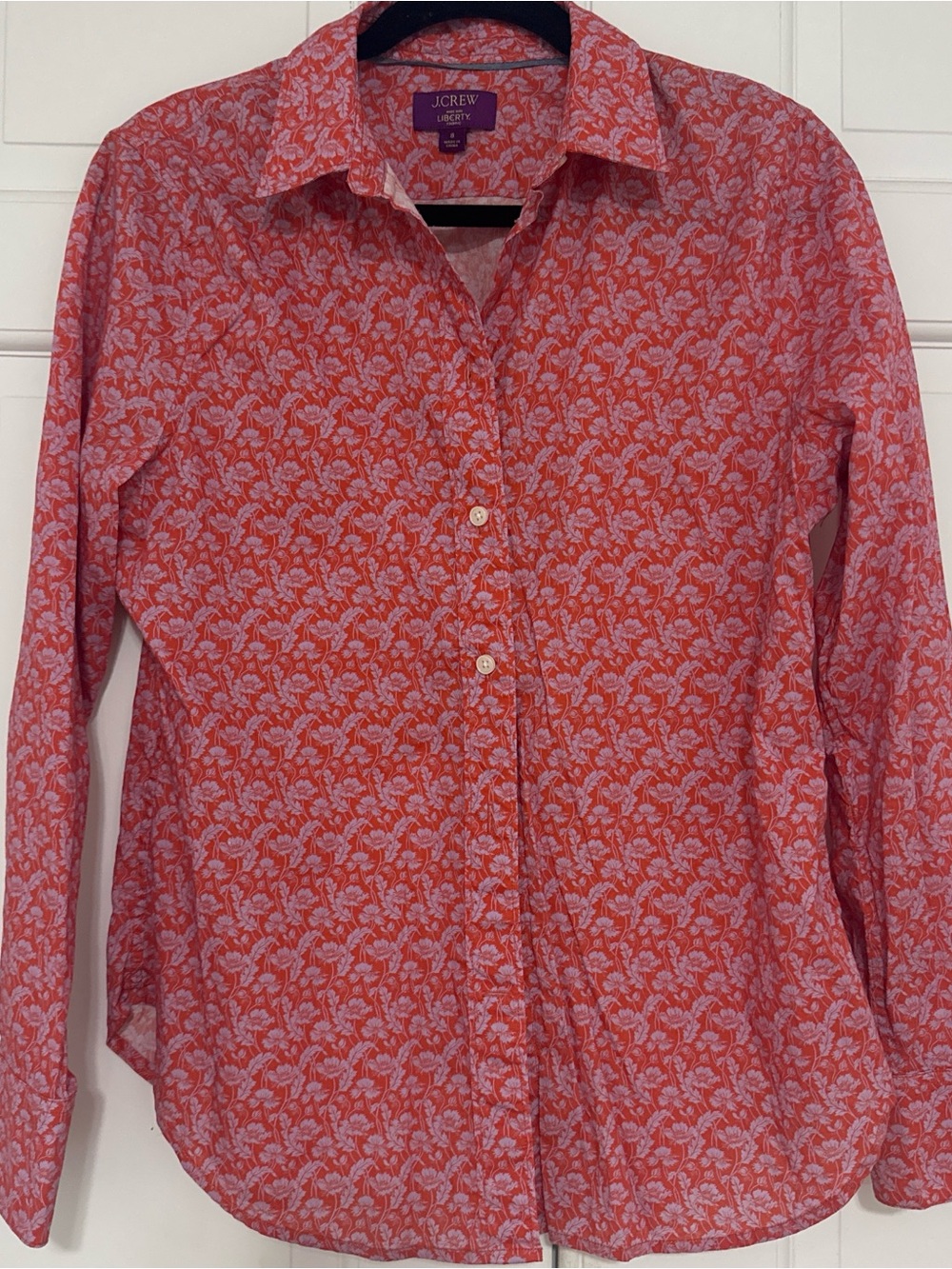 Liberty J. Crew Coral and White Floral Button-Down Shirt